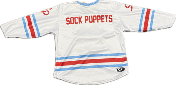 Sock Puppets White Hockey Jerseys